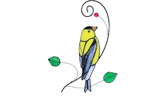 Lolitarcrafts Goldfinch Stained Glass Window Hangings Bird Suncathers for Window