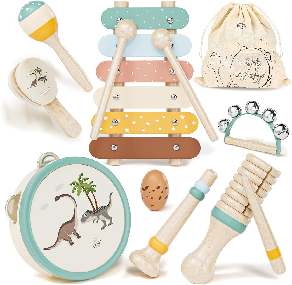 Lehoo Castle Wooden Musical Instruments Toy Set 9 Pieces Montessori