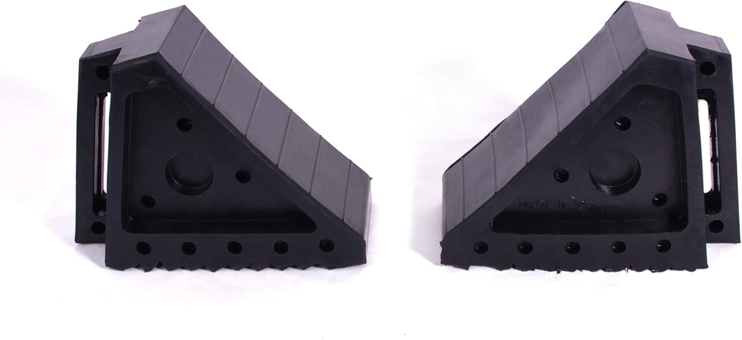 HIGOOD Solid Rubber Wheel Chock with Handle for The Car, Strong and Durable,8" Length, 4" Width, 6" Height - Pack of 2: Automotive