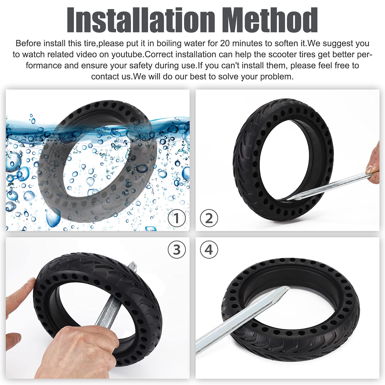 Solid Tire for Xiaomi m365 Electric Scooter Mijia Mi m365 pro/gotrax gxl V2/gotrax XR, 8.5 inches Electric Scooter Wheels 8 1/2'' Front or Rear Replacement Honeycomb Solid Tires(2 Piece)
