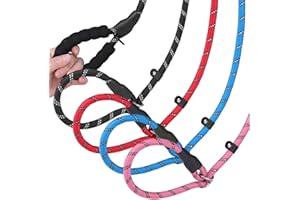 HOMIMP Slip Lead Dog Leash 6 FT - Reflective 4 PCS Bulk Color Heavy Duty Rope Dog Leash for Small Medium Large Dogs Puppy - Soft Long Padded Handle Thick Dog Leashes for Shelter, Vet, Training