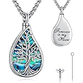 LOOVE Urn Necklace for Ashes for Women/Men 925 Sterling Silver Cremation Jewelry w/Funnel Filler Memorial Jewelry Gifts