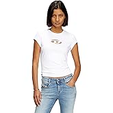Diesel Women’s Slim Fit Logo T-Shirt – Stretch Cotton Crew Neck Short Sleeve Top, T-Angie
