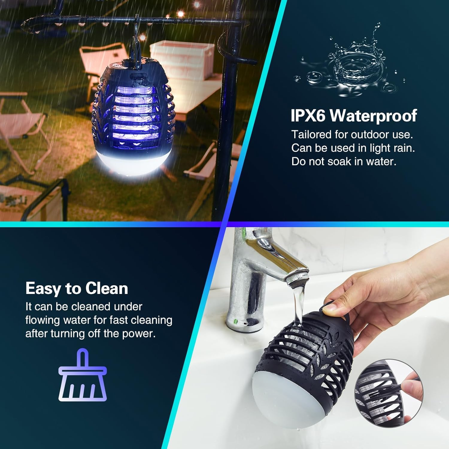 MOSSNADR Insektenvernichter Elektrisch Mückenlampe,UV Fliegenfalle,USB Aufladbar Mückenschutz mit Aufhängehaken,IPX6 Wasserdicht Mückenfalle Insektenfänger,Mückenlampe Camping für Garten Innen Außen 5