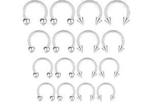 Mayhoop 16G Horseshoe Septum Rings - Women Men 316L Surgical Stainless Steel Nose Septum Jewelry Hoop Earring Eyebrow Tragus Lip Piercing Ring Balls & Spikes 6mm 8mm 10mm 12mm