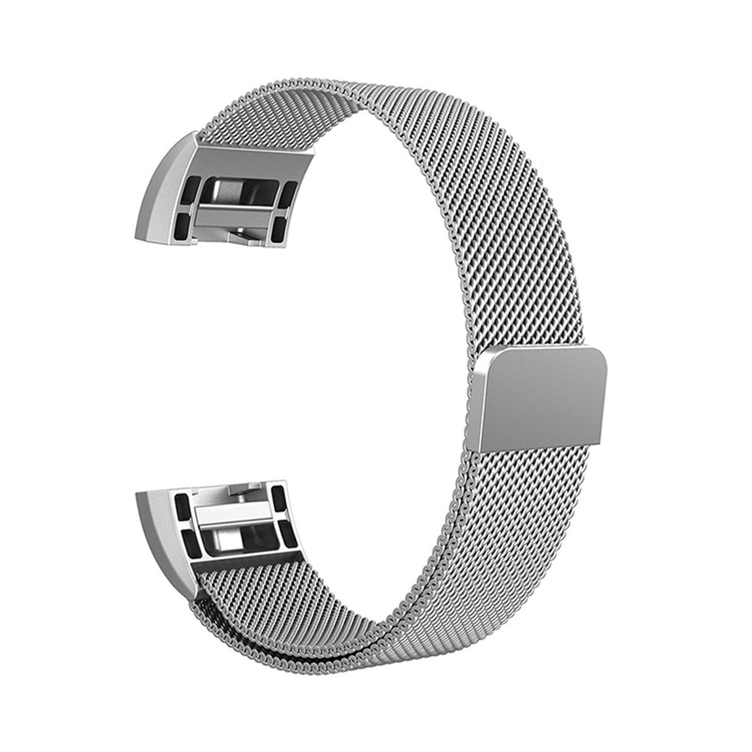 IOQSOF For Fitbit Charge 2 Bands, Milanese Loop Stainless Steel Bracelet Smart Watch Strap Newest Style Replacement Wristband for Fitbit Charge 2 Women and Men Large Small