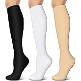 3 Pairs Compression Socks for Women & Men 15-20 mmHg- Best Support for Nurses, Running, Hiking, Recovery & Flight Socks