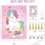 ASTARON Pin the Horn on the Unicorn Game 30 Horns Rainbow Party Supplies view 2