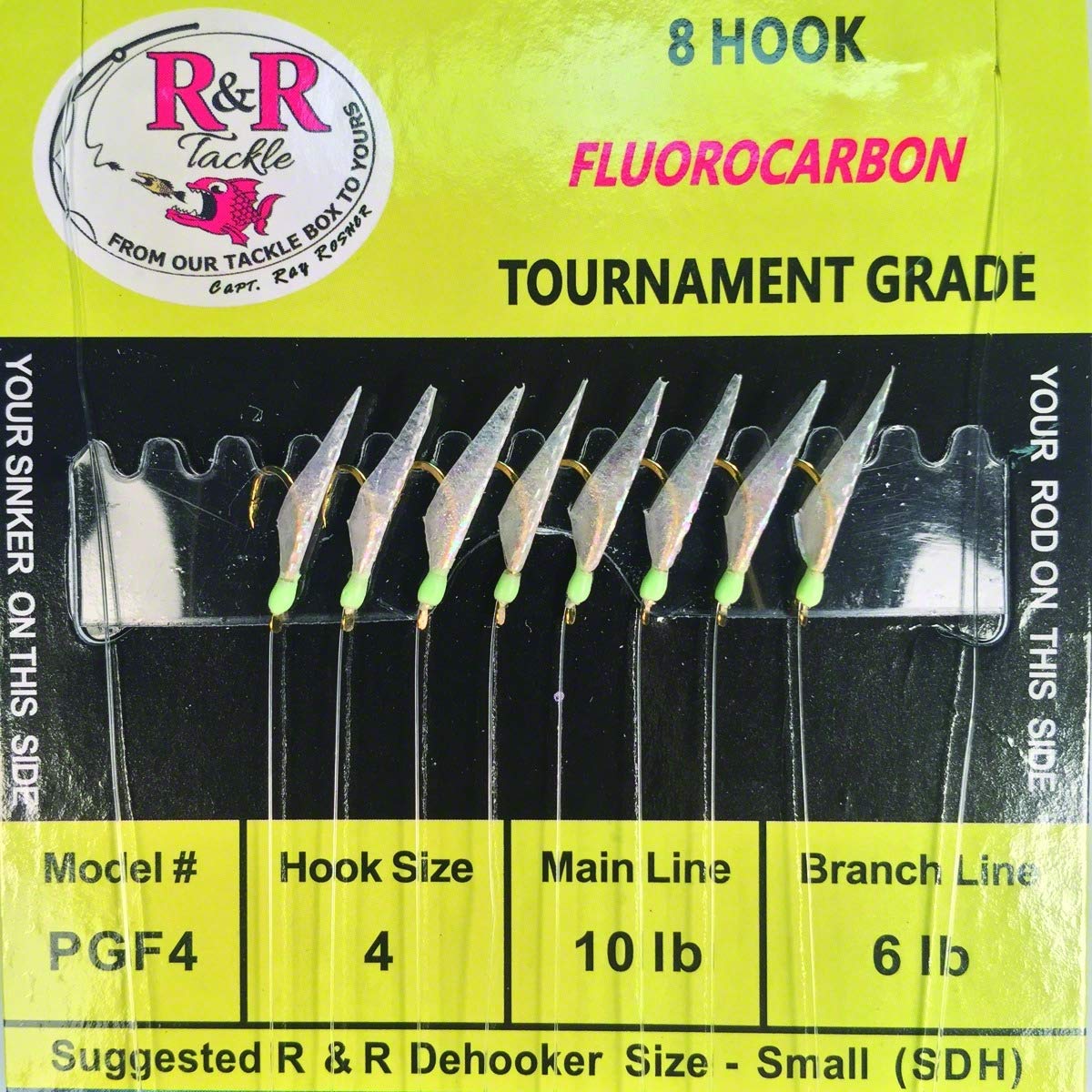 R&R Tackle PGF4 Fluorocarbon Bait Rig SZ 4 8 hook Fishing Rig