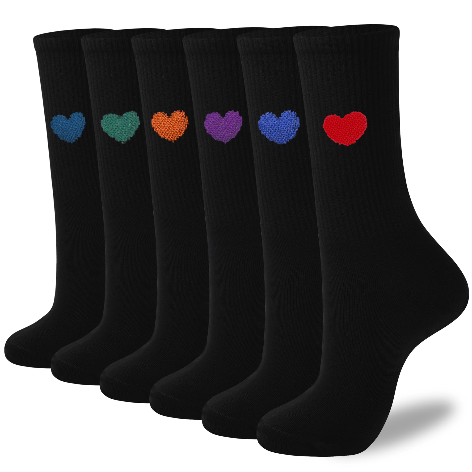 Photo 1 of inhees Women's Cute Ankle Crew Socks - Novelty Fun Heart Cotton Casual Athletic Running Socks 6Pairs With Gift Box