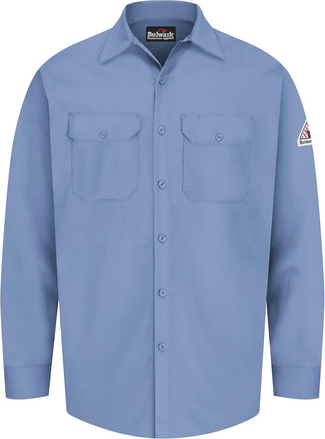 Bulwark Men's Flame Resistant 7 Oz Cotton Work Shirt with Sleeve Vent: Clothing