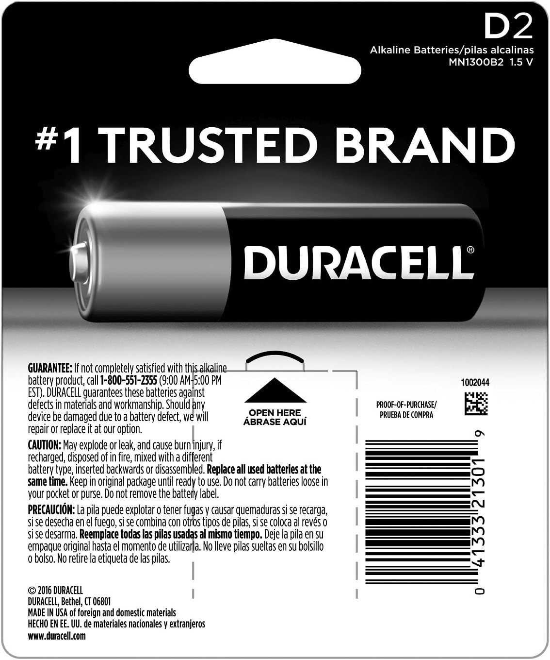 Duracell - CopperTop D Alkaline Batteries with recloseable package - long lasting, all-purpose D battery for household and business - 8 count: Health & Personal Care