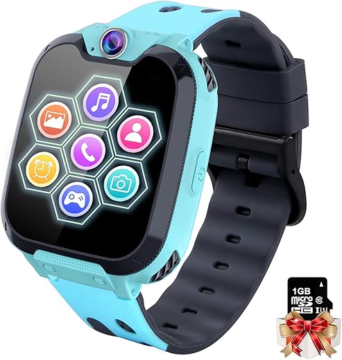 Smartwatch Bambini con Musica MP3 - Orologio Intelligente 7 Giochi, Orologio Intelligente Bambini con Telefono Allarme Camera, Regali per Ragazze Ragazzi Bambini Kids (W/ 1G SD Card), NO Need APP