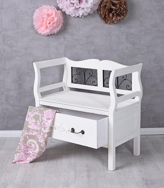Sitzbank Weiss Truhenbank Kuchenbank Bank Mit Schublade Kastenbank Holzbank