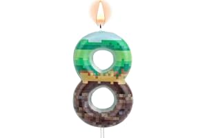 Pixel Birthday Cake Candle, Green Pixel Birthday Number Candle Number Cake Toppers for Wedding Anniversary Themed Parties(8)