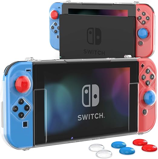 Amazon Co Jp Switch カバー Heystopニンテンドースイッチ カバー 透明 ドック対応 スイッチ カバー Switchガラスフィルム１枚 親指キャップ６枚 Pc製超薄型 一体式全面保護 衝撃吸収 キズ防止 着脱簡単 高感度 ゲーム