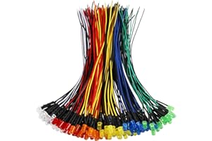 Juasky 120pcs 12v Led Diode Lights 5mm,Pre Wired Led Light Emitting Diodes Kit White Red Blue Green Yellow Orange