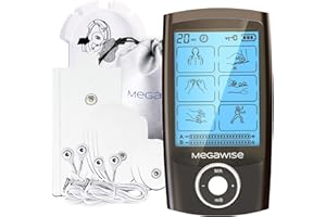 MegaWise 48 Modes（24 * 2） Dual Channel EMS TENS Unit Muscle Stimulator with 14Pcs Reusable Electrode Pads. Rechargeable Continuous Mode Electronic Pulse Massager with Storage Pouch/Pads Holder