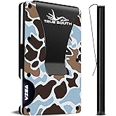 True South RFID Blocking Slim Metal Wallet with Money Clip | Minimalist Alumium Card Holder - Camouflage Front Pocket EDC Wallet for Men, Gift for Him