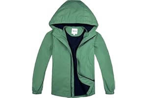 UMMTOM Boys Rain Jackets Lightweight Waterproof Hooded fleece Raincoats Windbreakers for Kids