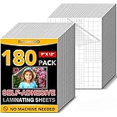 RowinsyDD 180 PCS Self Laminating Sheets, Self Adhesive Laminating Sheets | 8.5 x 11 Inches Self-adhesive Cold Laminating Sheets No Machine No Heat Self Sealing Laminate Sheets Ultrasound for Stickers