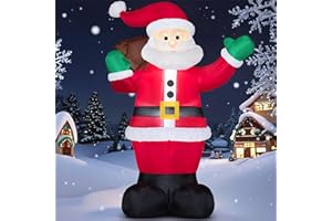 Joiedomi 6 FT Christmas Inflatable Santa with Gift Bag, Blow Up Xmas Inflatable Decorations with Build in LEDs for Christmas Decor, Yard Outdoor Garden Lawn Winter Decorations