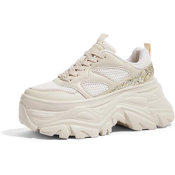 Amazon.com | Niluber Chunky Sneakers for Women Platform Sneakers for Women  Comfortable Casual Tennis Shoes Lace Up Fashion Walking Shoes(Beige,6) |  Walking
