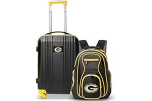 Denco Green Bay Packers 2-Piece Luggage Set, Includes 21-inch Two-Tone Hardcase Spinner and 19" Laptop Backpack