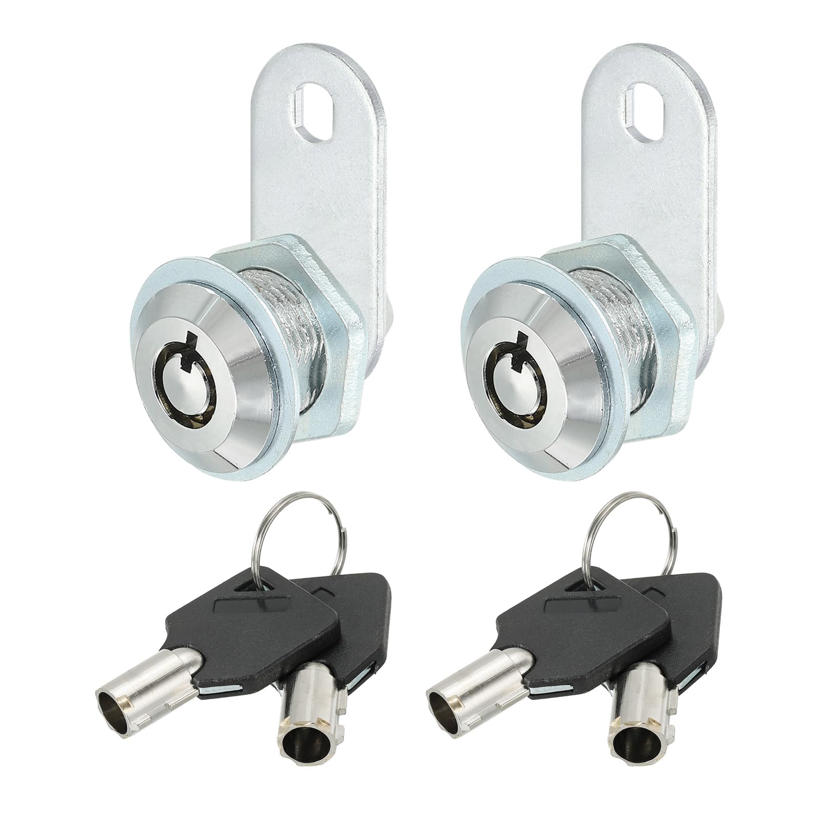 PATIKIL Cabinet Cam Lock with Key, 2 Pack 5/8"(16mm) Keyed Different Cam Lock Cylinder Zinc Alloy Chrome Drawer Locks Tubular Cam Removable Key for Drawer Cabinet Secure