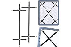 TUYEABC Bed Sheet Holder Straps, 2 PCS/12 Ways, Adjustable Crisscross Triangle Bed Sheet Clips, Elastic Bands Suspenders Keeping Fitted Bedsheet in Place for Twin Queen King Mattress, Bed Sheet Fasteners