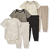 Burt Bees - 6Pk Baby Girl Organic Cotton Bodysuit & Pant Set, Ranunculus