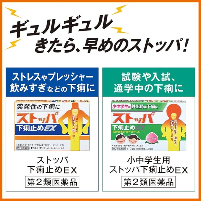 Amazon 第2類医薬品 ストッパエル下痢止めex 12錠 ストッパ 下痢止め