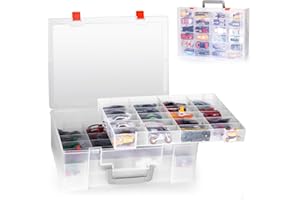 RHCOM Toy Organizer.72 Compartments.Toy Storage Box Compatible With Hot wheels Cars, Matchbox Cars,Mini Toys and Small Dolls.Toy Storage Display Case With 3 Layers of Removable Trays(Transparent)
