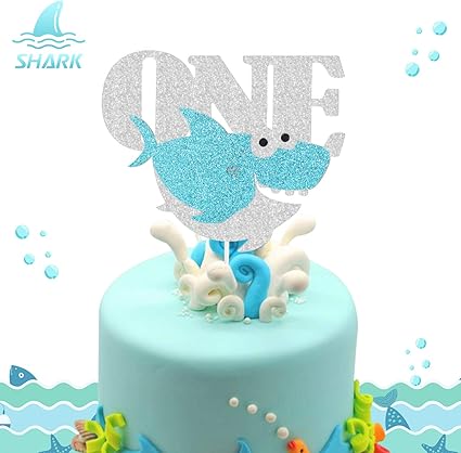 Amazon Com Shark One Birthday Cake Topper Ocean Animals Themed