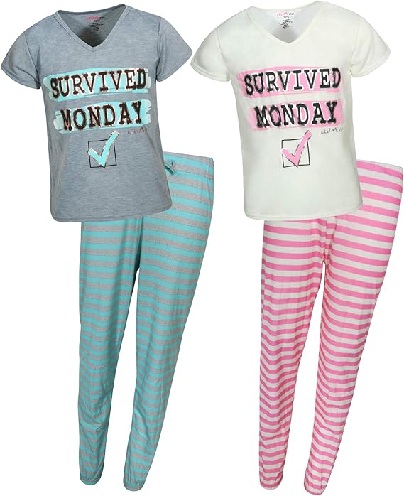 dELiAs 2Pack Girls Pajama Sleepwear Sets (2 Full Sets), Survived