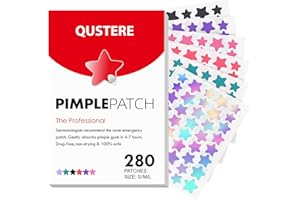 QUSTERE Pimple Patches for Face, Hydrocolloid Acne Patches, Cute Star Zit Covers for Face, Colorful Spot Stickers with Tea Tree, Salicylic Acid & Cica Oil| 3 Sizes (10mm, 12mm & 14mm) |280 Count
