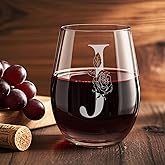 Valentines Day Gifts for Her, Gifts for Women Her Friend Mom Grandma Wife Sister Bridesmaid Nurse, Birthday Galentines Mothers Day Christmas, Personalized Initial Customized Wine Glasses 18OZ(J)