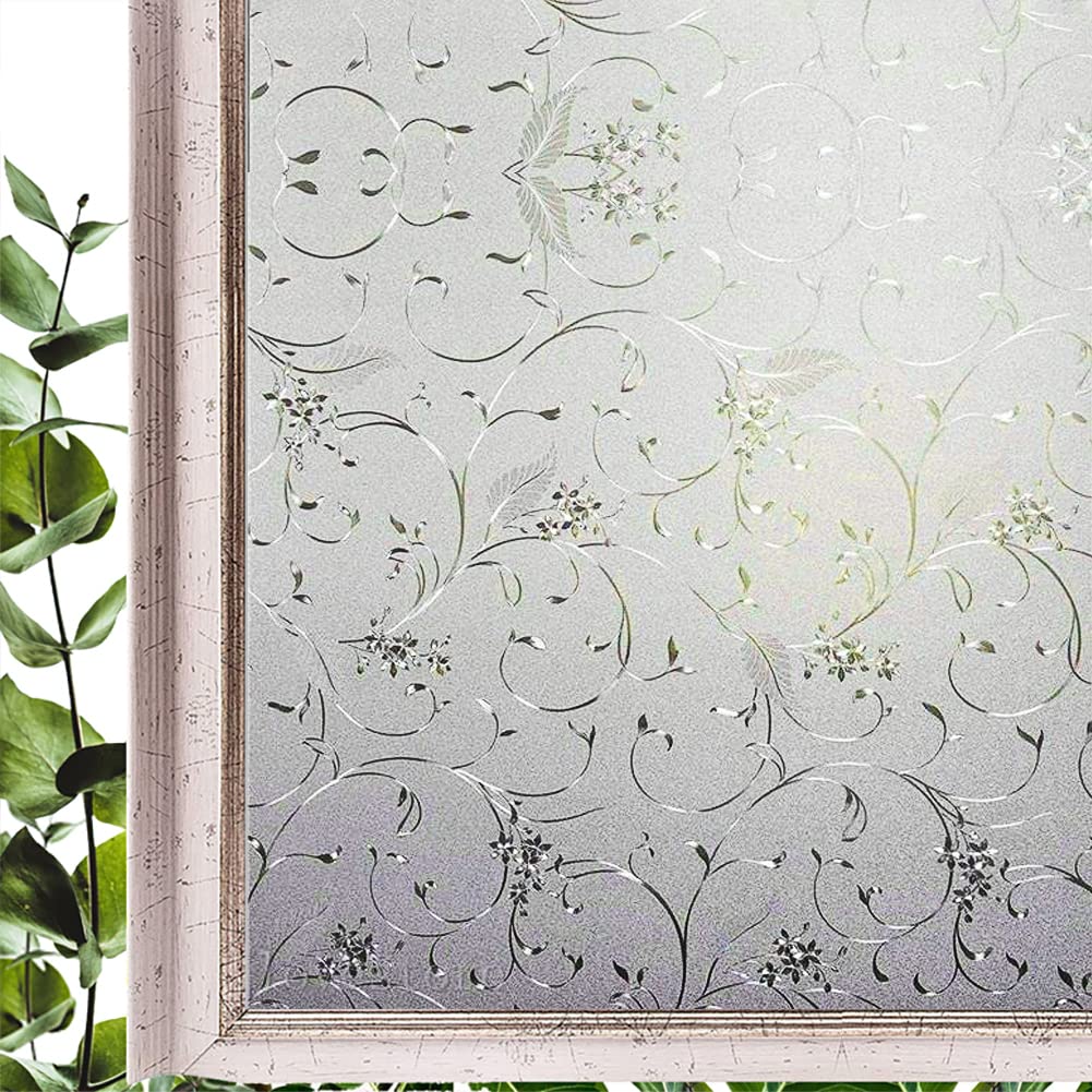 Hoonng Window Film Privacy Stained Glass, Pattern Vine, 90x300cm