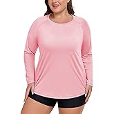 ForHailey Women's Plus Size Swim Shirt Long Sleeve Rash Guard UV Protection Sun Shirts UPF 50+ Quick Dry Hiking Fishing Tops