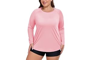 ForHailey Women's Plus Size Swim Shirt Long Sleeve Rash Guard UV Protection Sun Shirts UPF 50+ Quick Dry Hiking Fishing Tops