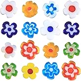 Weebee Millefiori Lampwork Glass Loose Assorted Beads Flat Flower Heart Glass Coin Round Spacer Bead for Jewelry Making 100 Pcs (Flower 6mm)