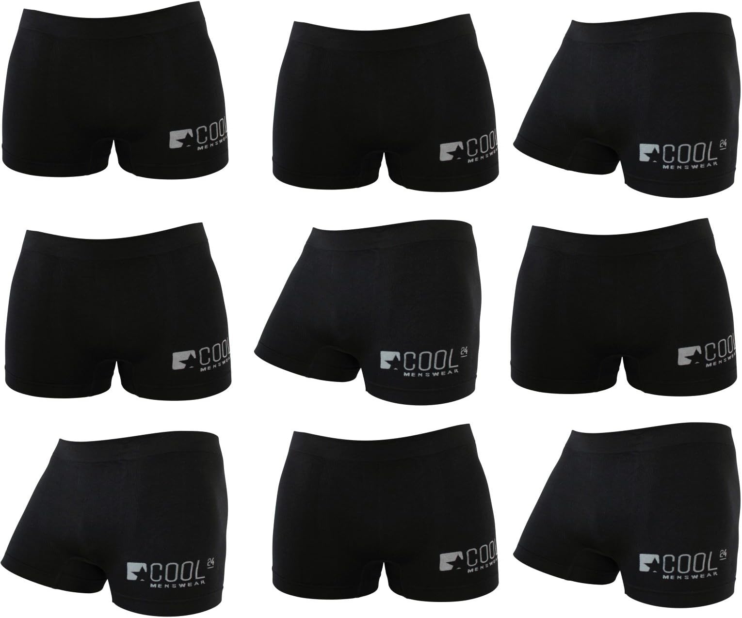 Multipack of COOL24 Microfibre Seamless Boxer Briefs for Men Black Collection