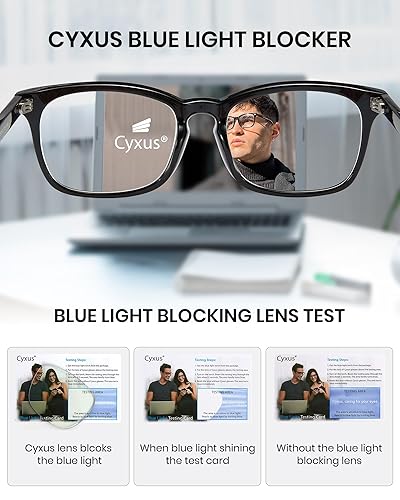 Cyxus Large Blue Light Glasses Black Computer Glasses for Men UV