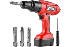 BELLOCHIDDO Electric Toy Drill - Pretend Play Power Tools Set - Construction Toddler Tool Set with Realistic Light, Sound - Preschool Gift for Boys & Girls (Red)