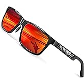 ROCKNIGHT HD Driving Sunglasses Men Polarized UV Protection Al-Mg Metal Frame Lightweight Flat Lens Hiking Fishing