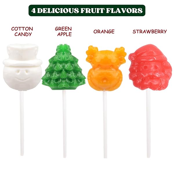 SWEETZO INDIVIDUALLY WRAPPED CHRISTMAS LOLLIPOPS, REINDEER, SNOWMAN, SANTA AND TREE, STOCKING STUFFERS AND PARTY FAVORS (24 SUCKERS)