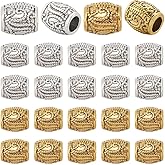 SOFPLATE 1 Box 100Pcs Large Hole Column Beads Silver Metal Barrel Bead Bulk Tibetan Alloy Antique Gold European Rondelle Loose Charms Spacer Beads for Bracelets Snake Chains Jewelry Making Accessories