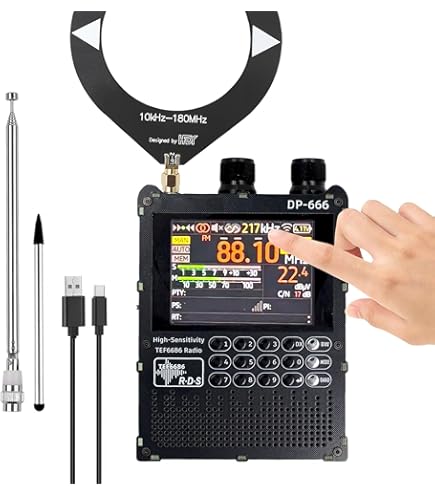 Radio DP666 Alta Sensibilidad Chip TEF6686 | FM AM Onda Corta RDS, Pantalla Táctil, Batería 5000 MAh
