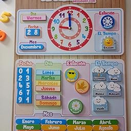 aeioubaby.com Calendario Reloj Magnético Infantil, Juego Educativo ...
