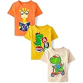 The Children's Place Baby-Boys and Toddler School,Learning Short Sleeve Graphic T-Shirts,3 Pack